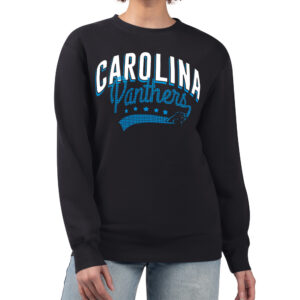 Women's G-III 4Her by Carl Banks  Black Carolina Panthers Filigree Logo Graphic Fleece Pullover Sweatshirt