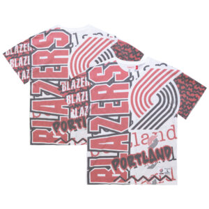 Men's Mitchell & Ness  White Portland Trail Blazers Jumbotron 2.0 Sublimated T-Shirt