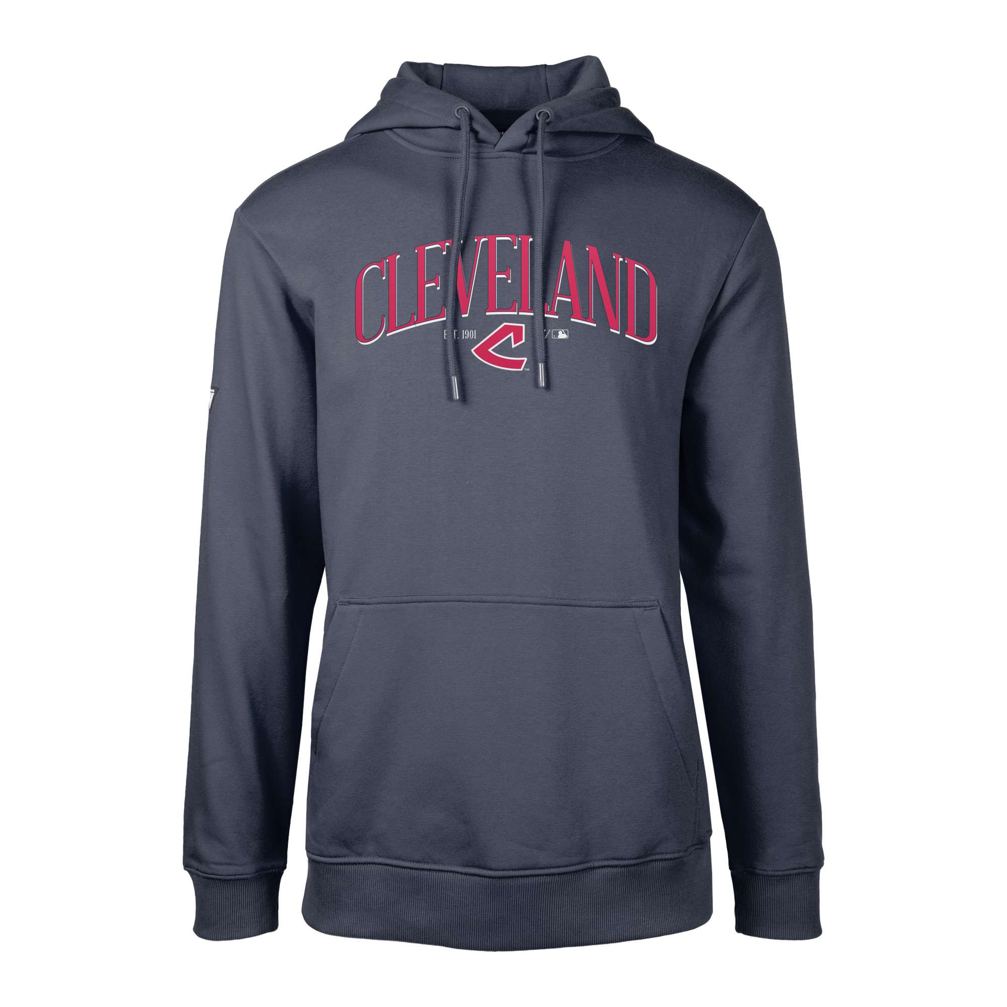Men's Levelwear Navy Cleveland Indians Cooperstown Collection Podium Retro Spellout Pullover Hoodie - Image 6