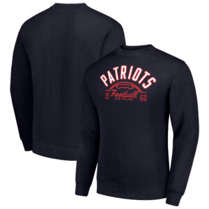 Men's Starter Navy New England Patriots Half Ball Team Graphic Tri-Blend Fleece Pullover Sweatshirt