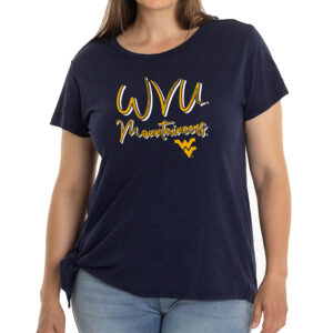 Women's Navy West Virginia Mountaineers Sophie Side Knot T-Shirt