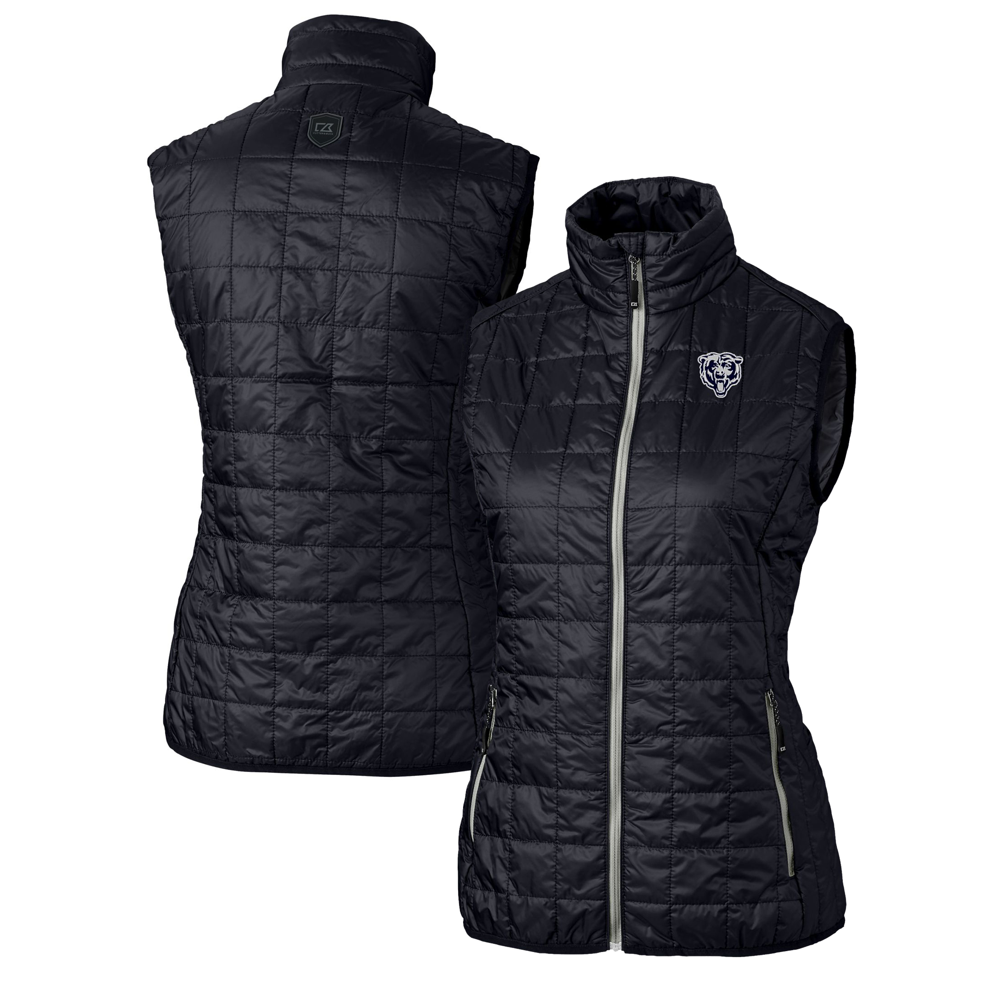 Women's Cutter & Buck Navy Chicago Bears Rainier PrimaLoft Eco Insulated Full-Zip Puffer Vest