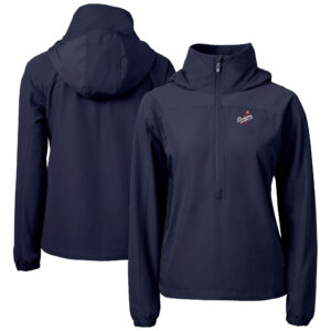 Women's Cutter & Buck Navy Los Angeles Dodgers  Charter Eco Recycled Half-Zip Anorak Jacket