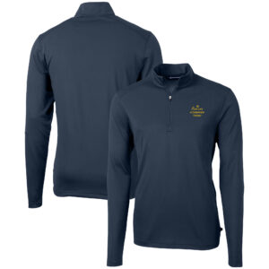 Men's Cutter & Buck Navy Notre Dame Fighting Irish Big & Tall Play Like A Champion Today Virtue Eco Pique Recycled DryTec Quarter-Zip Top