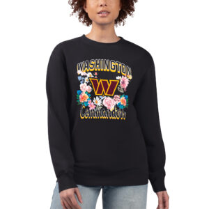 Women's G-III 4Her by Carl Banks  Black Washington Commanders Flower Logo Graphic Fleece Pullover Sweatshirt