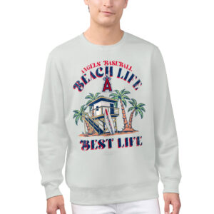 Men's Margaritaville Silver Los Angeles Angels Beach Hut Graphic Pullover Sweatshirt
