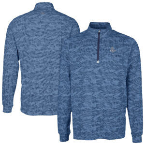 Men's Cutter & Buck Navy Boston Red Sox Traverse Eco Camo Tri-Blend DryTec Quarter-Zip Jacket