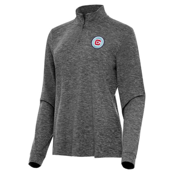 Women's Antigua Heather Black Chicago Fire Mentor Quarter-Zip Jacket
