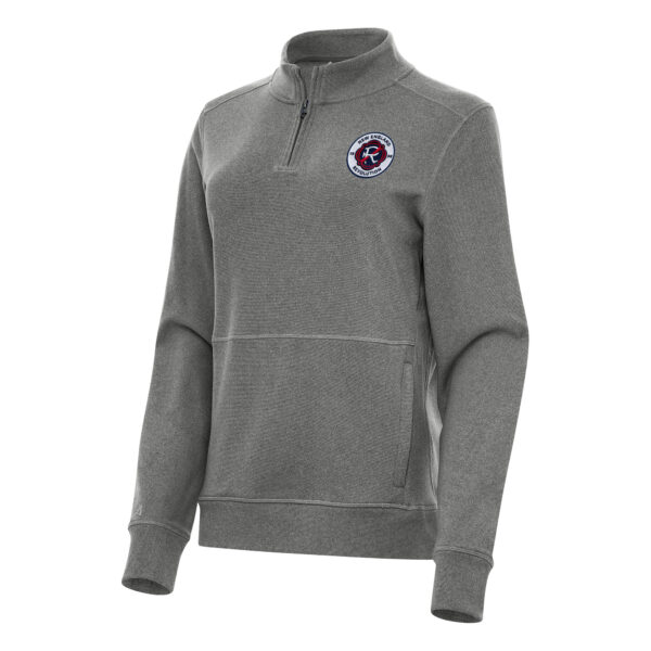 Women's Antigua Heather Black New England Revolution Crush Quarter-Zip Top