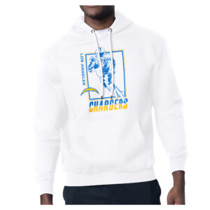 Men's Starter White Los Angeles Chargers Player Grid Pullover Hoodie