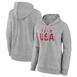 Women's  Gray Team USA 2024 Olympics Wordmark Pullover Hoodie