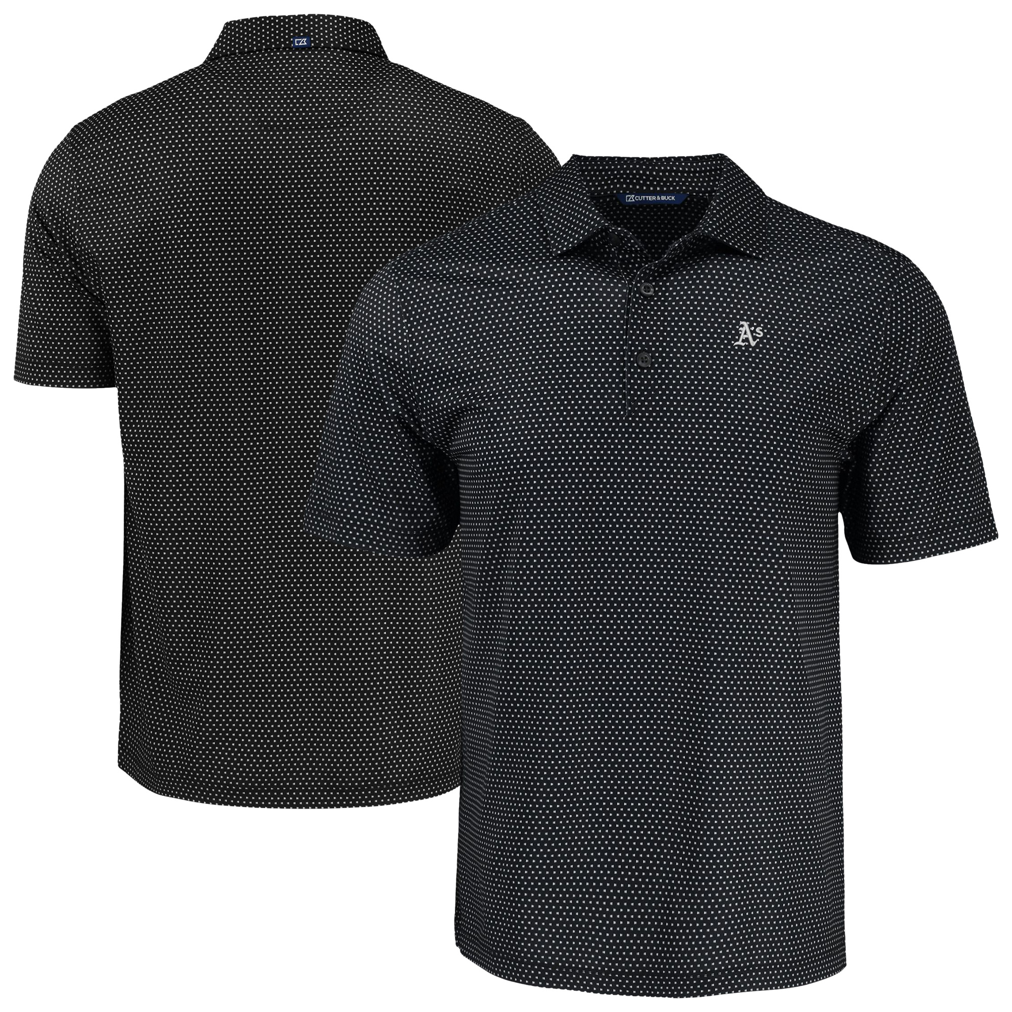 Men's Cutter & Buck Black Oakland Athletics Pike Eco Shadow Check Print - Image 2