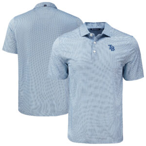 Men's Cutter & Buck Navy Tampa Bay Rays  Pike Eco Diamond Dot Print Polo