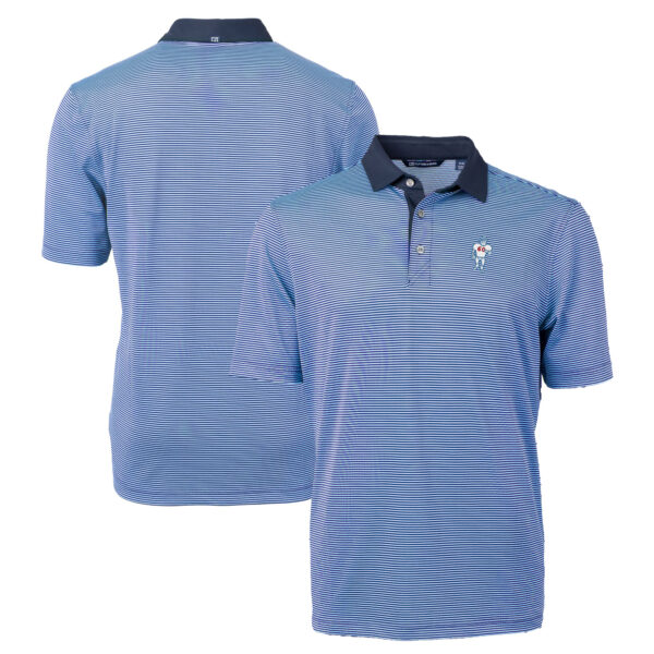 Men's Cutter & Buck Light Blue Houston Oilers Big & Tall Gridiron Classics Virtue Eco Pique Micro Stripe DryTec Tri-Blend Recycled Polo
