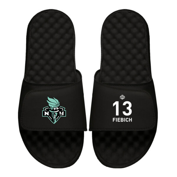 Men's ISlide Leonie Fiebich Black New York Liberty Logo Split Slide Sandals