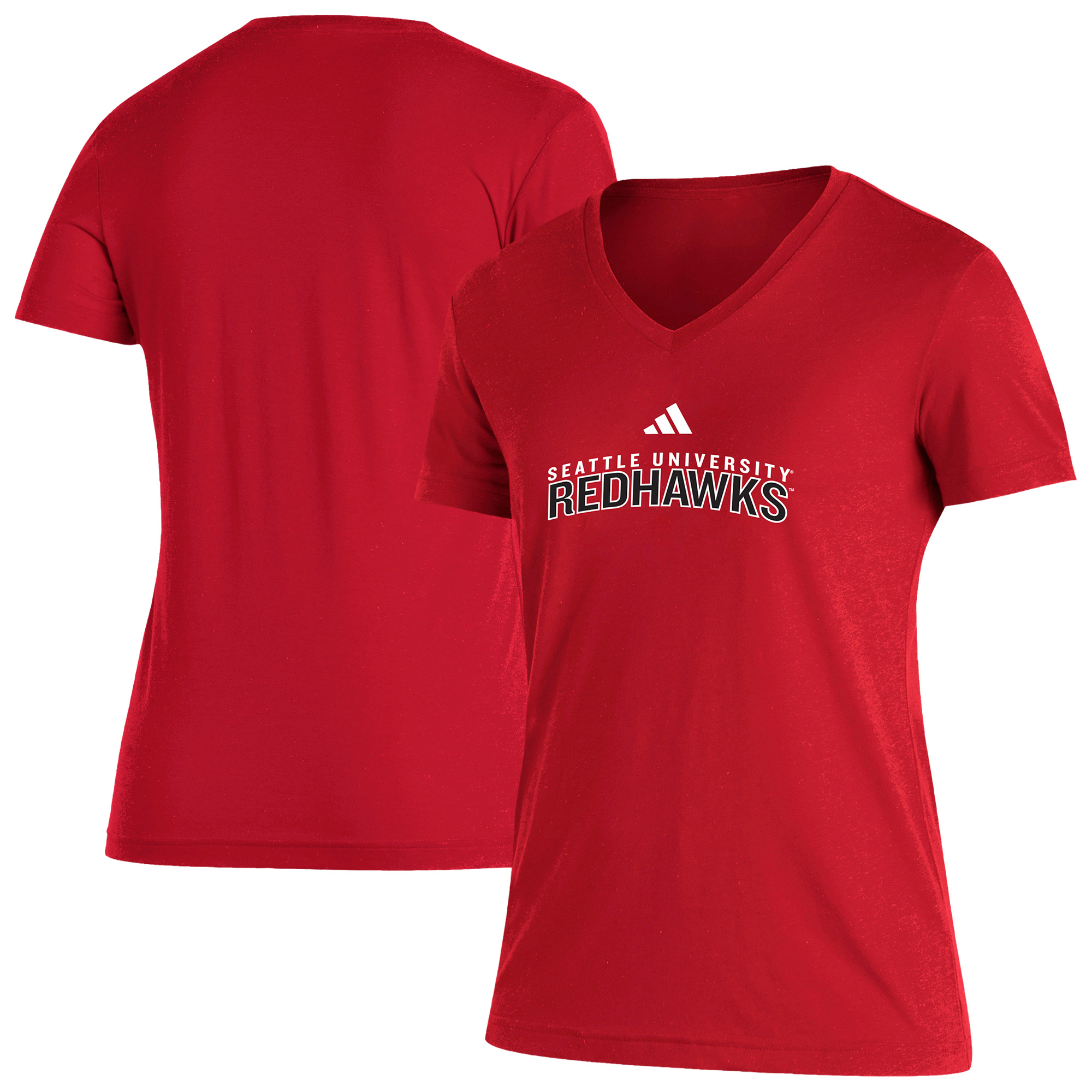 Women's adidas Red Seattle Redhawks Blend V-Neck T-Shirt