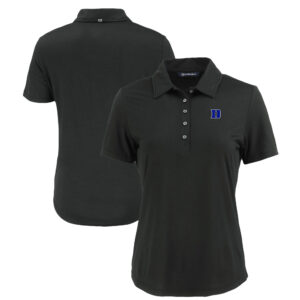 Women's Cutter & Buck  Black Duke Blue Devils Coastline Epic Comfort Recycled Polo
