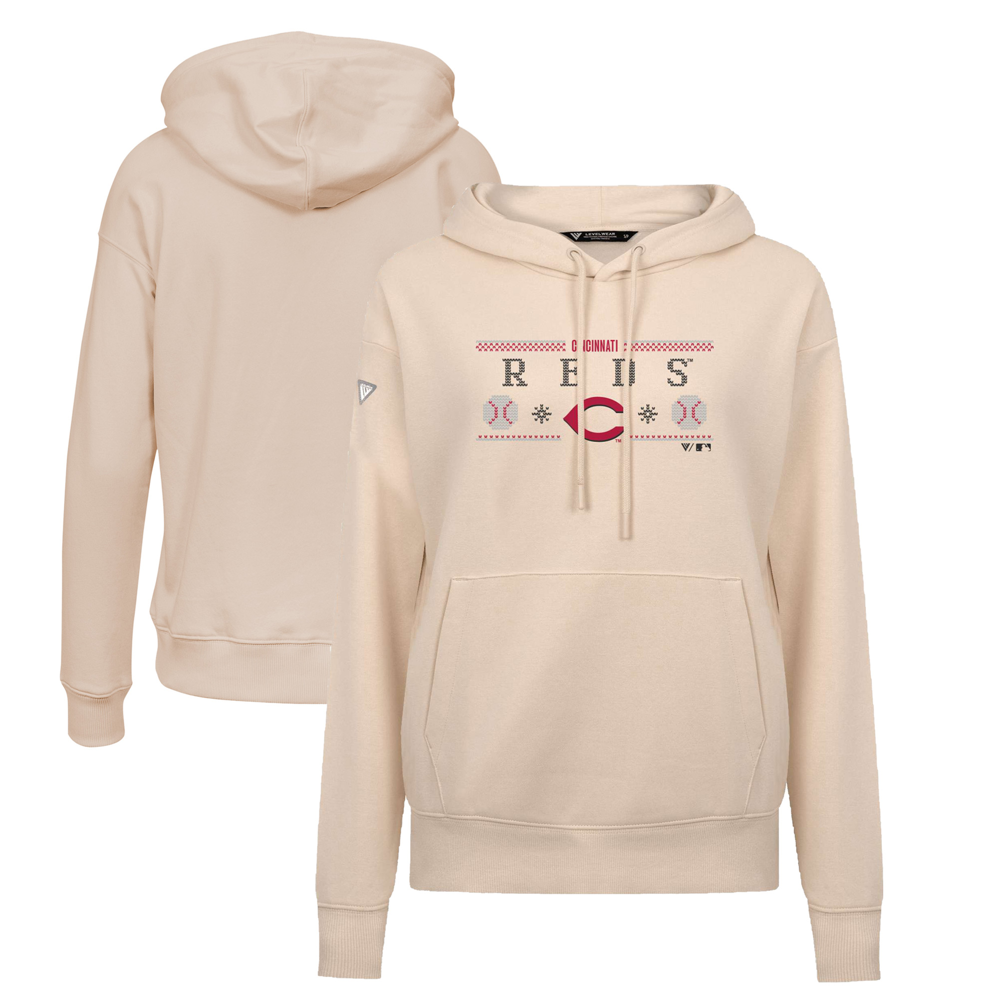 Women's Levelwear Khaki Cincinnati Reds Adorn Knit Hoodie
