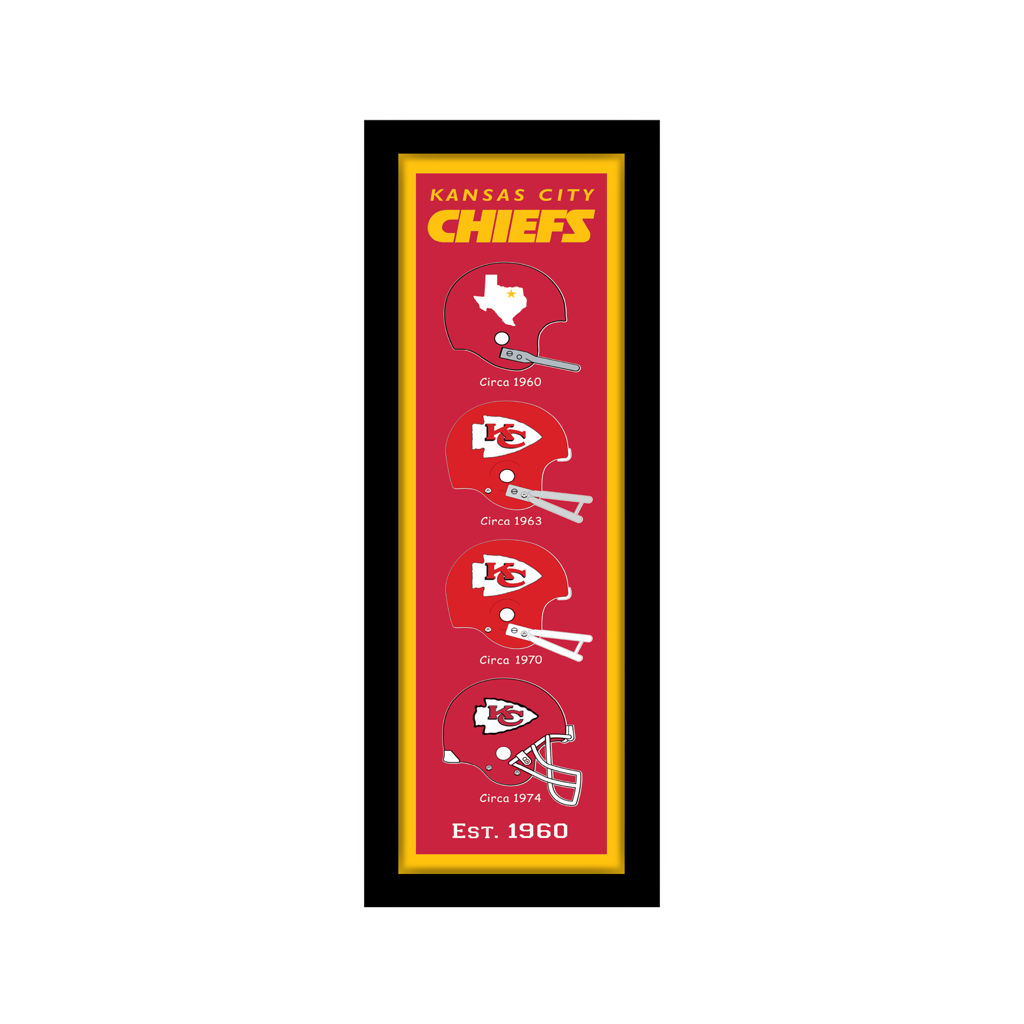 Kansas City Chiefs 8" x 26" Established Date and Helmet Heritage Framed Wall Art
