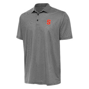 Men's Antigua Black/White Syracuse Orange Rings Polo