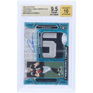 Aidan O'Connell Las Vegas Raiders Autographed 2023 Panini Certified Dual-Color Relic #FFMS-29 #13/15 BGS Authenticated 9.5/10 Rookie Card