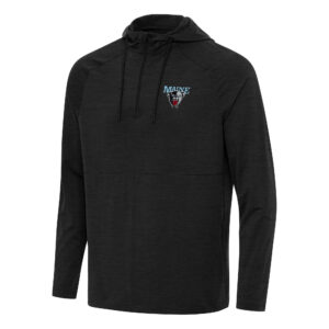 Men's Antigua Heather Black Maine Black Bears Spikes Raglan Quarter-Zip Hoodie