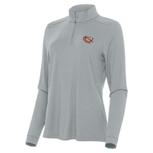 Women's Antigua Gray LSU Tigers Intent Quarter-Zip Top