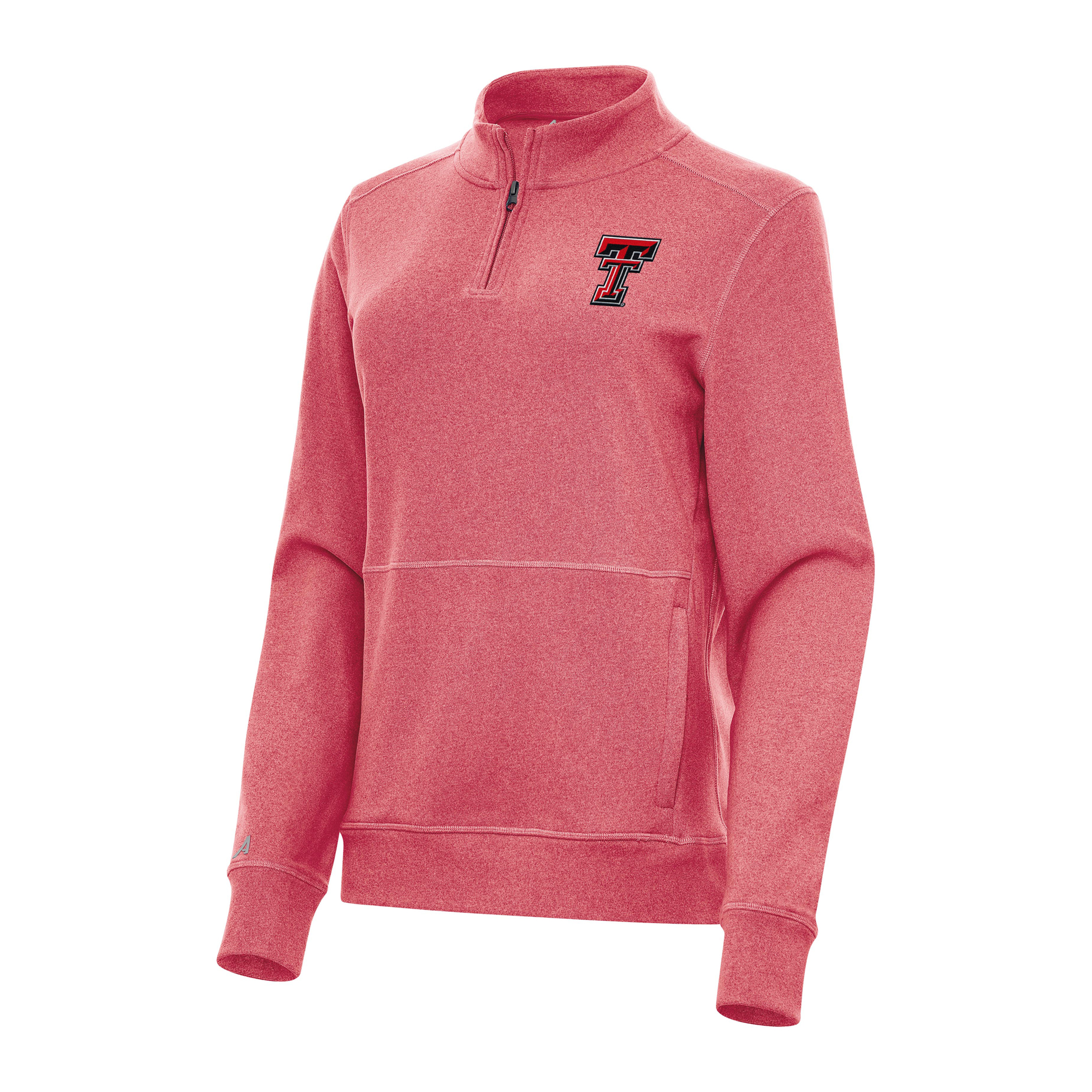 Women's Antigua Heather Red Texas Tech Red Raiders Crush Quarter-Zip Fleece Sweatshirt