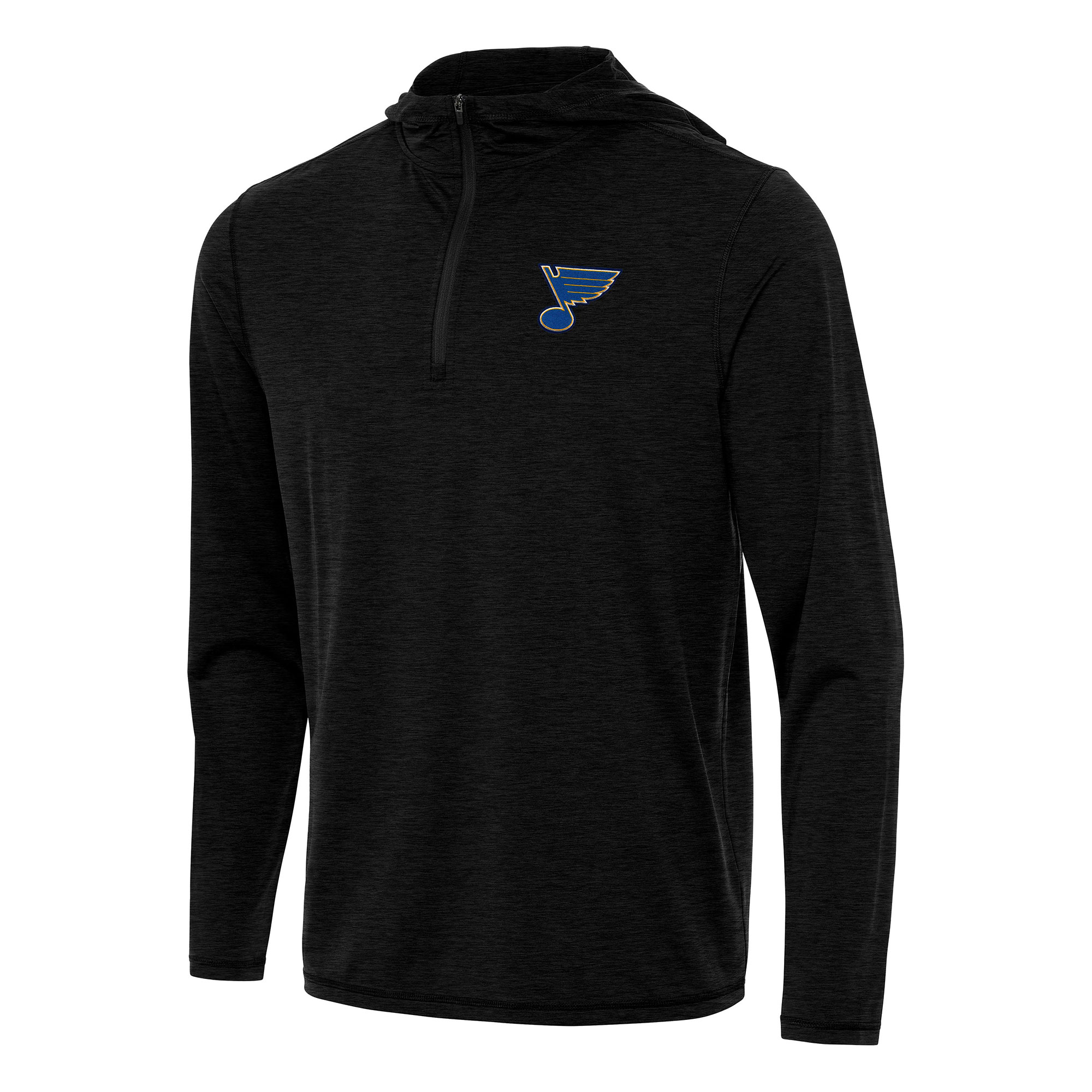 Men's Antigua Heather Black St. Louis Blues Tidy Quarter-Zip Hoodie