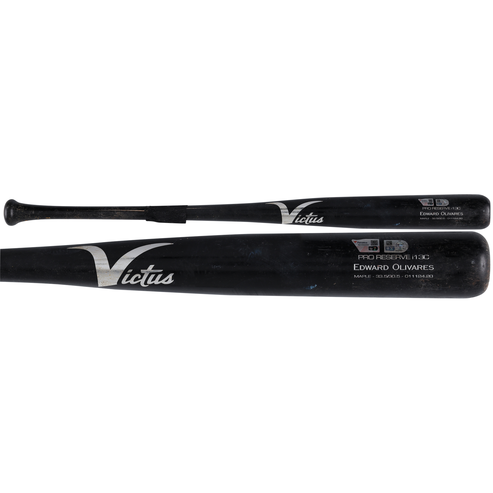 Edward Olivares Pittsburgh Pirates Game-Used Black Victus Broken Bat vs. Atlanta Braves on May 24, 2024