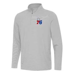 Men's Antigua  Gray Philadelphia 76ers Twine Quarter-Zip Top