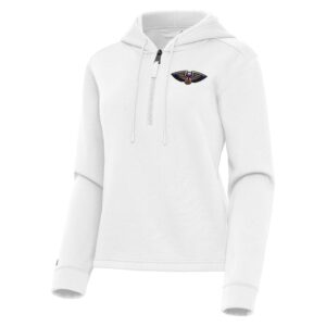 Women's Antigua  White New Orleans Pelicans Contemporary Quarter-Zip Hoodie