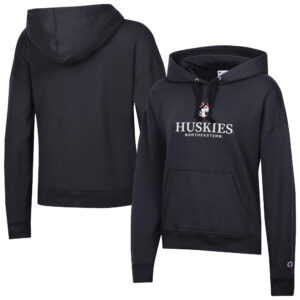 Women's Champion  Black Northeastern Huskies Powerblend Fleece Pullover Hoodie
