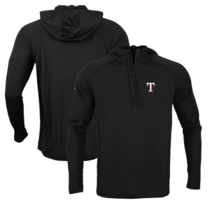Men's Levelwear Black Texas Rangers Zander Insignia Core Quarter-Zip Pullover Hoodie