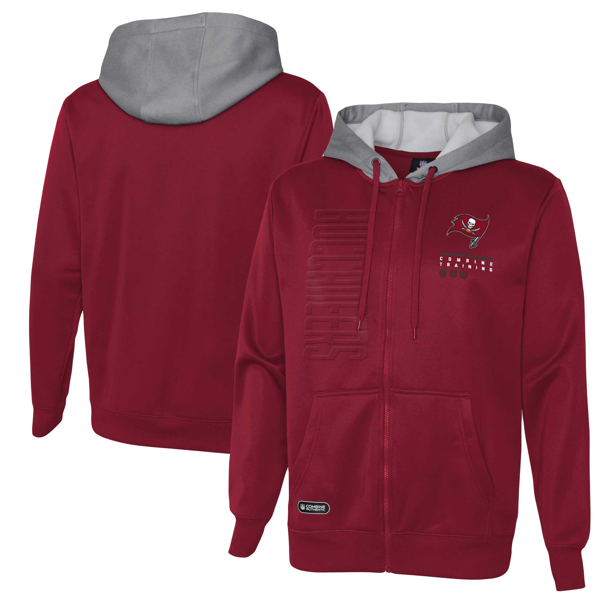 Men's Red Tampa Bay Buccaneers Combine Authentic Field Play Full-Zip Hoodie Sweatshirt - Image 5