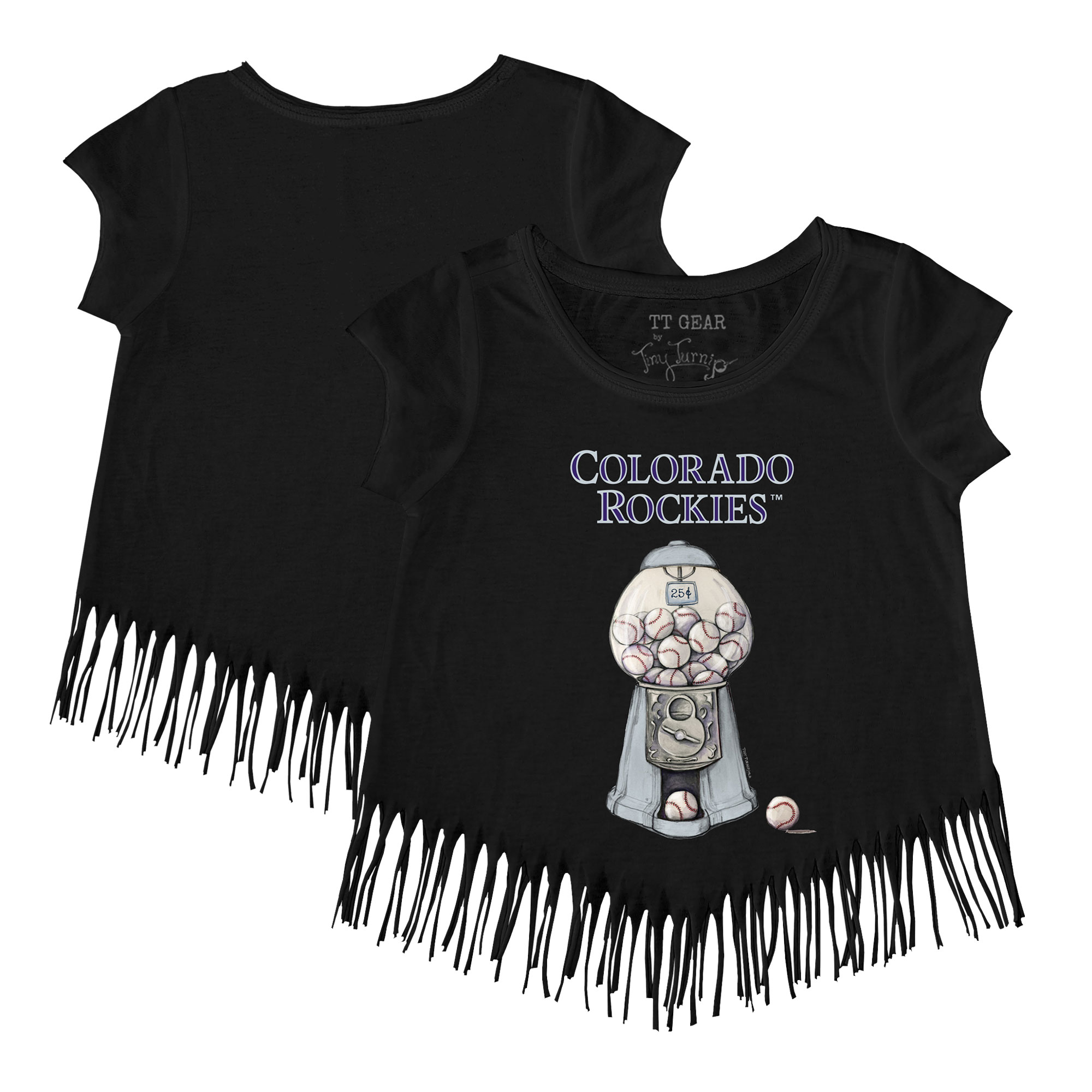 Girls Toddler Tiny Turnip Black Colorado Rockies Gumball Fringe T-Shirt - Image 5