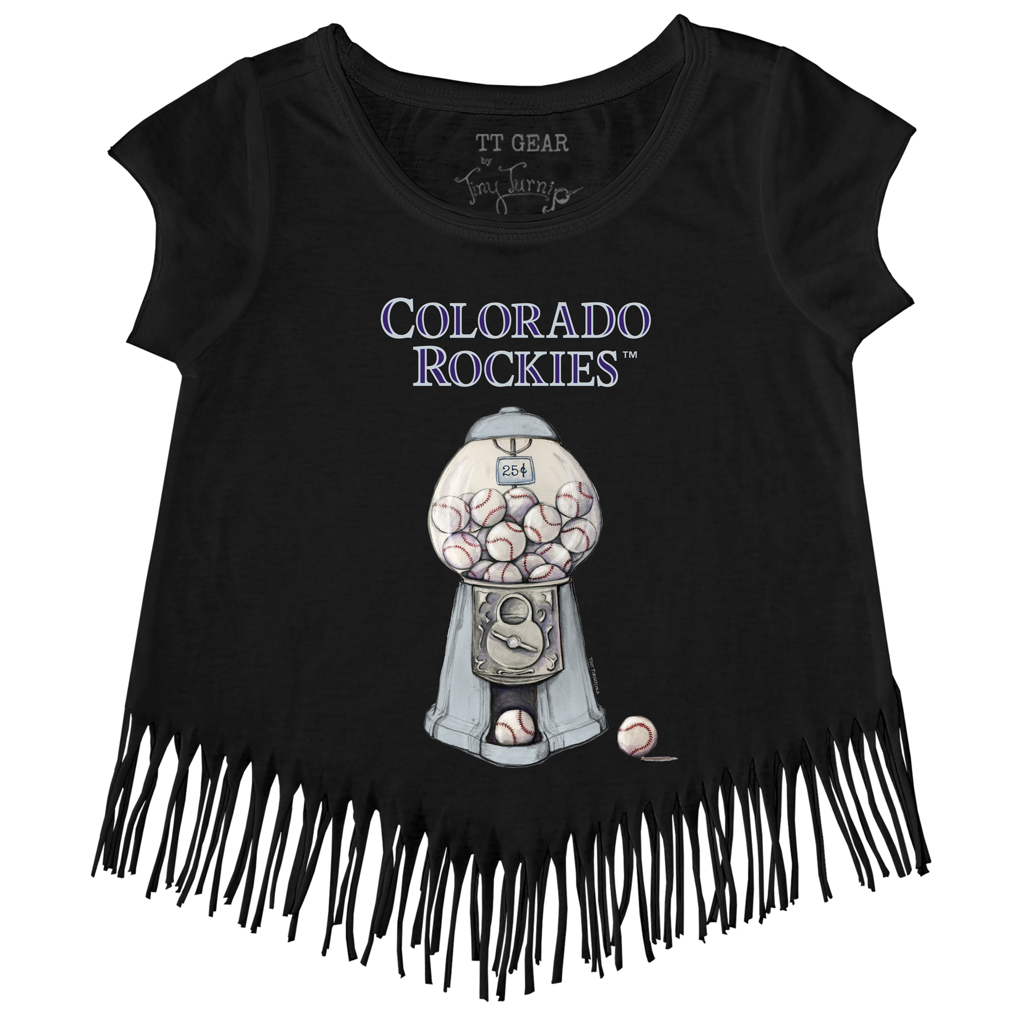 Girls Toddler Tiny Turnip Black Colorado Rockies Gumball Fringe T-Shirt - Image 6
