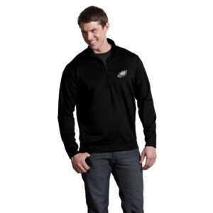 Men's Antigua Black Philadelphia Eagles Leader Quarter-Zip Pullover Jacket