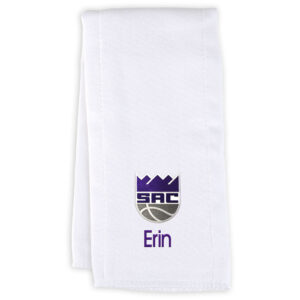 Infant White Sacramento Kings Personalized Burp Cloth