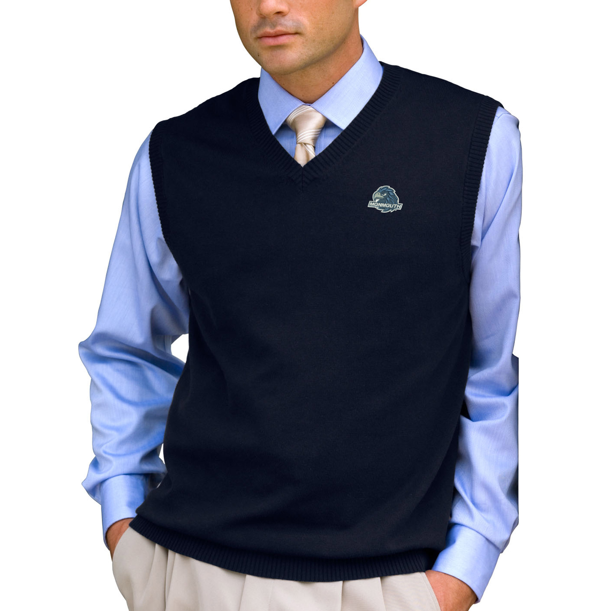 Men's Navy Monmouth Hawks Milano Knit Sweater Vest