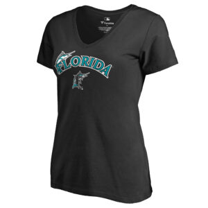 Women's Black Miami Marlins Cooperstown Collection Wahconah T-Shirt
