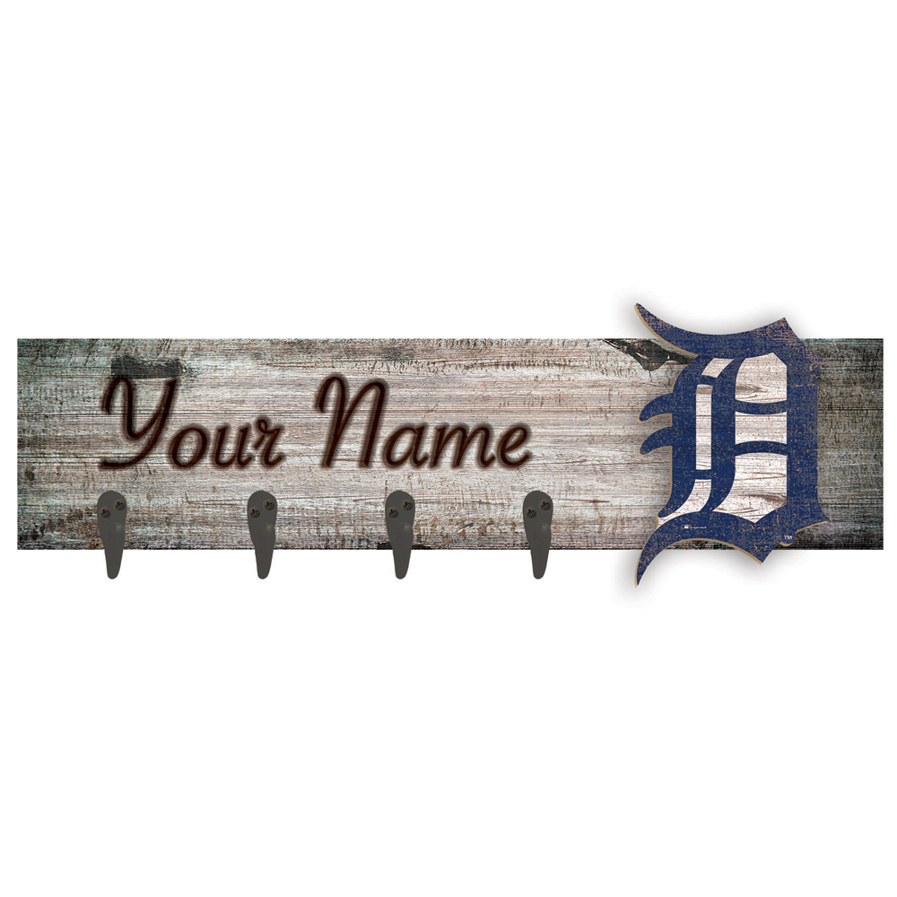 Detroit Tigers 24" x 6" Personalized Mounted Coat Hanger - Image 4