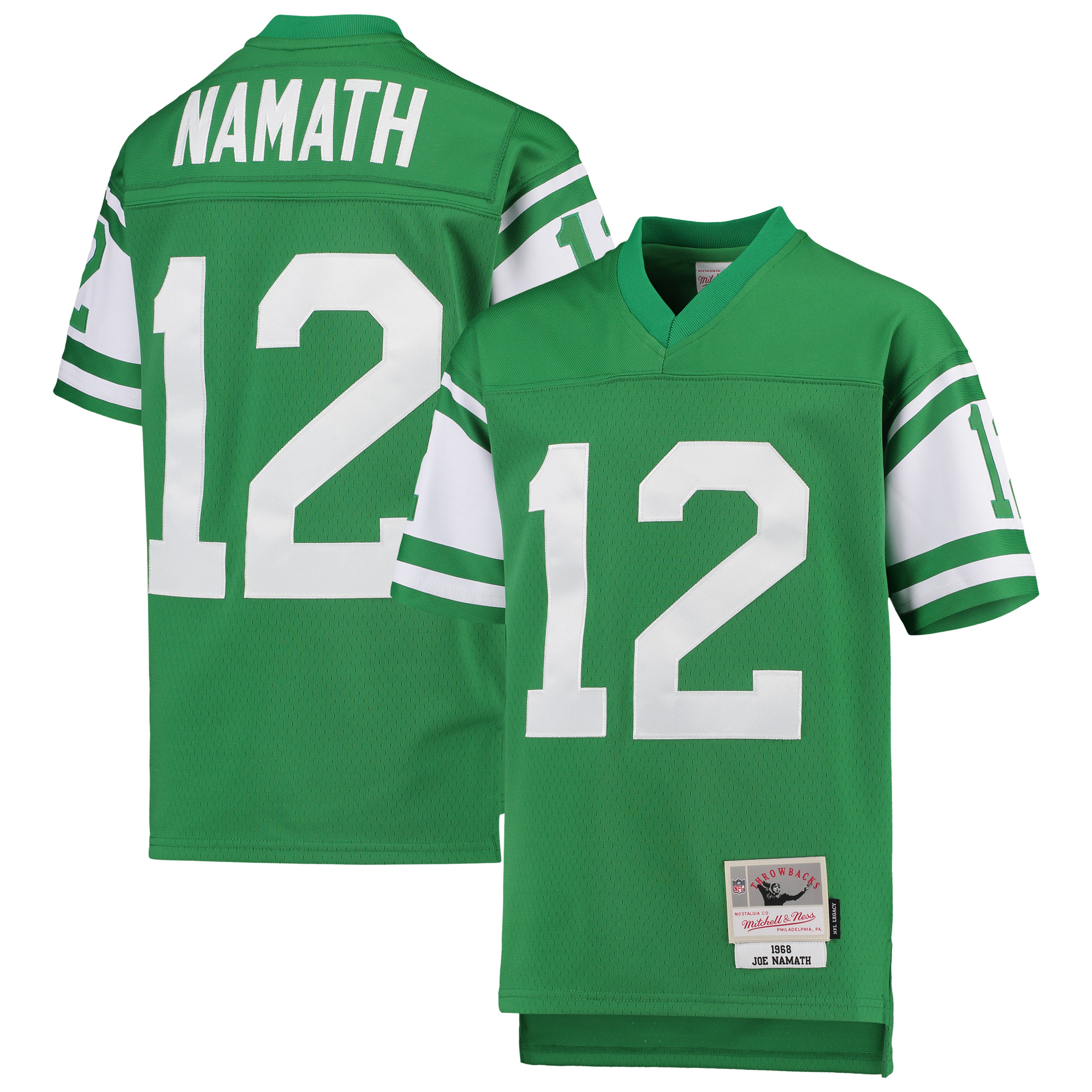 Youth Mitchell & Ness Joe Namath Green New York Jets 1968 Legacy Retired Player Jersey - Image 2