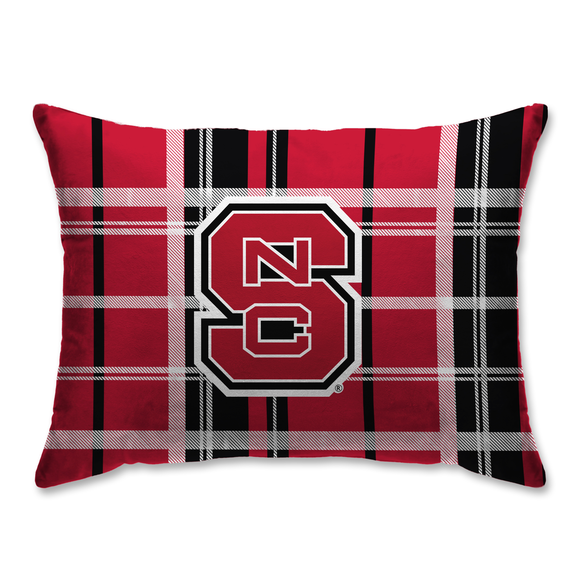 Red NC State Wolfpack 20'' x 26'' Plaid Sherpa Bed Pillow