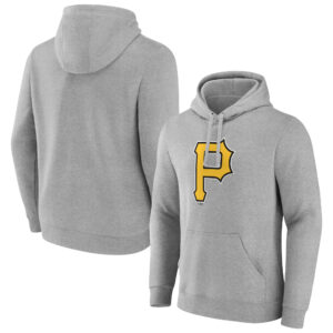 Men's Heather Gray Pittsburgh Pirates Official Logo Fitted Pullover Hoodie