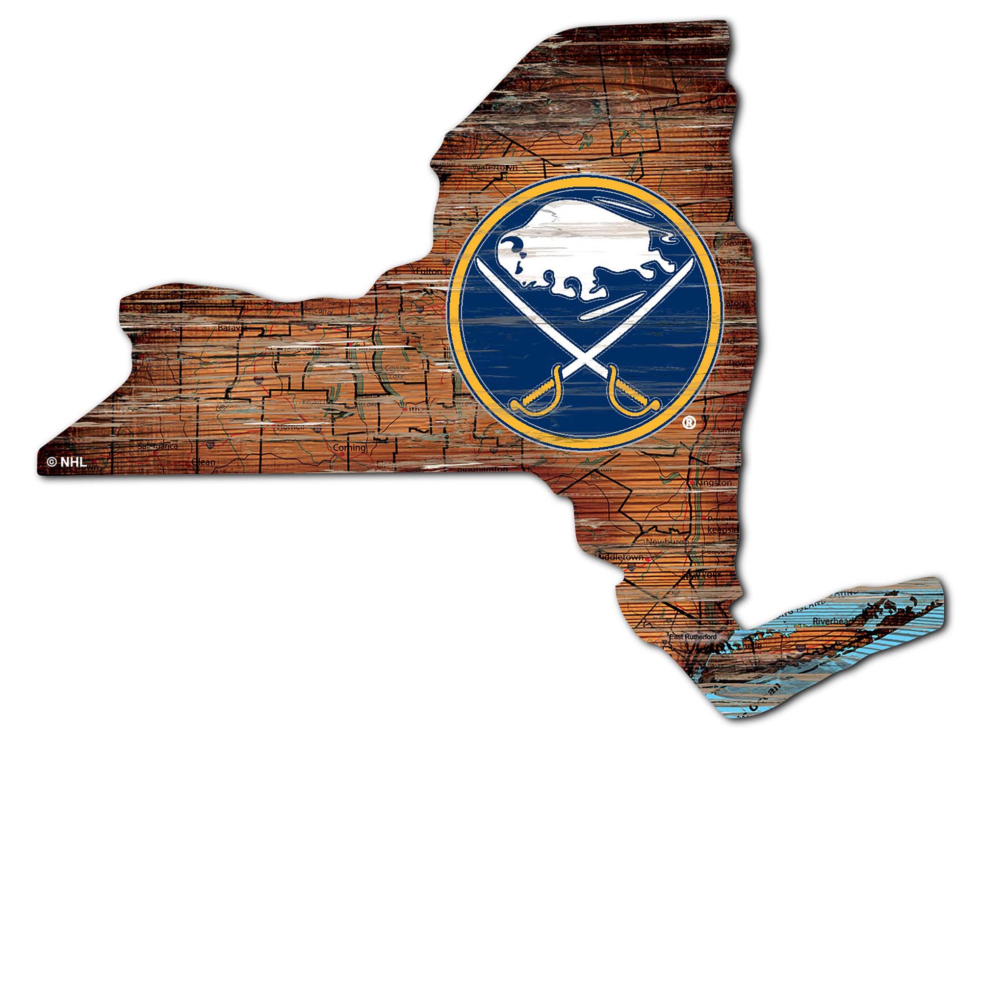 Buffalo Sabres Distressed State Cutout Sign