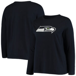 Women's Fanatics College Navy Seattle Seahawks Plus Size Primary Logo Long Sleeve T-Shirt