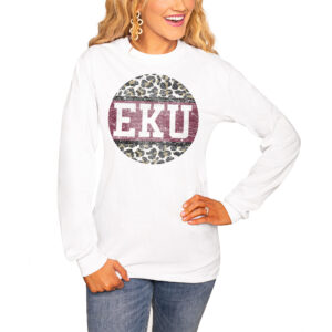 Women's White Eastern Kentucky Colonels Scoop & Score Long Sleeve T-Shirt