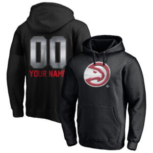 Men's Black Atlanta Hawks Midnight Mascot Personalized Name & Number Pullover Hoodie