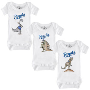 Infant Tiny Turnip White Kansas City Royals 3-Piece Dinosaur Bodysuit Set